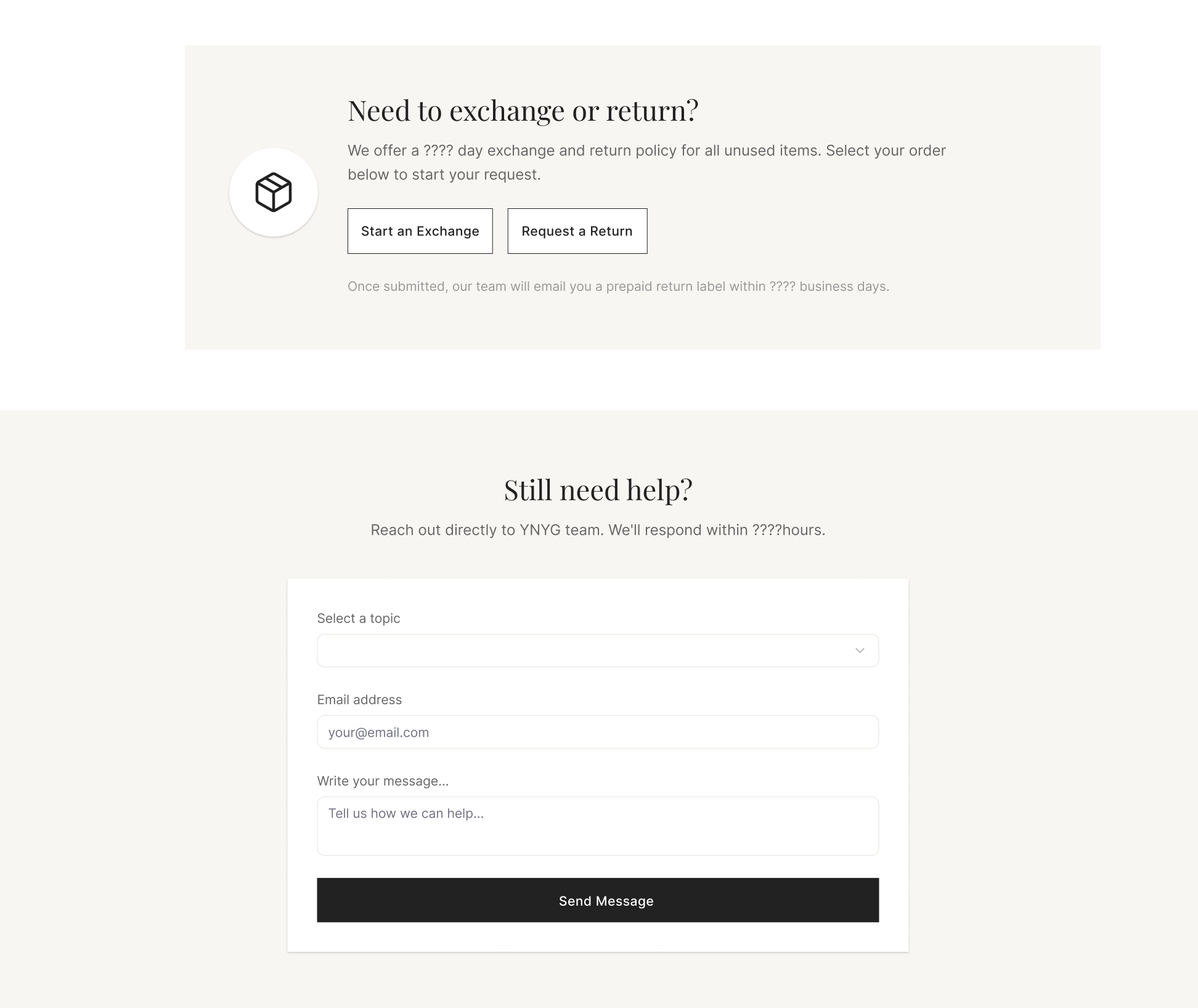 Return and customer support design