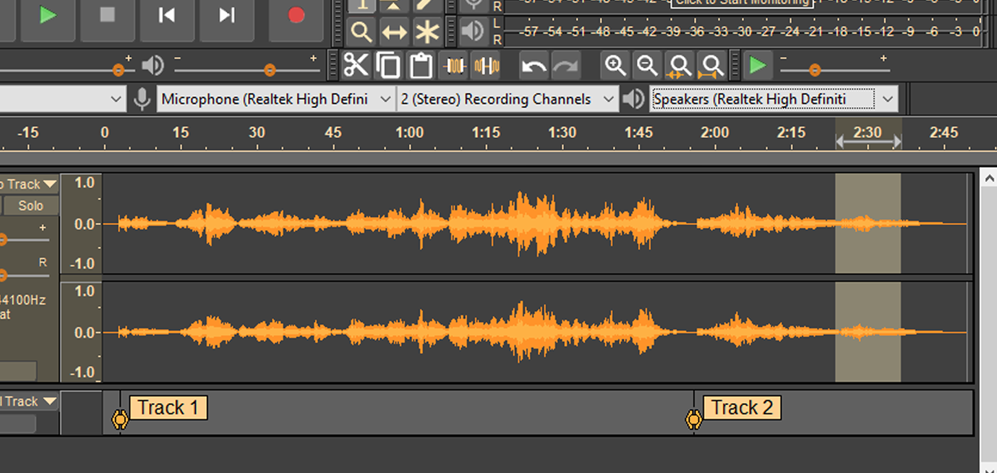 Sound editing in Audacity